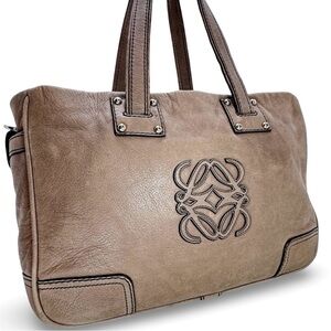 Vintage Loewe Anagram Shopper Tote Soft Calfskin Leather Bag Made in Spain